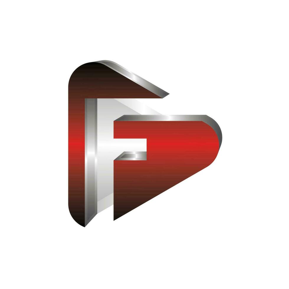 letter F Media play logo design template, letter F logo design 3d style, suitable for your company vector