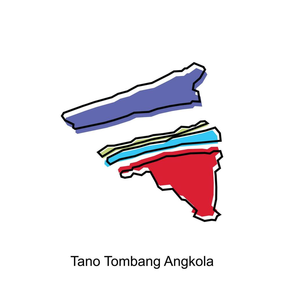 Map City of Tano Tombang Angkola logo design, Province Of North Sumatra, World Map International vector template with outline graphic sketch style