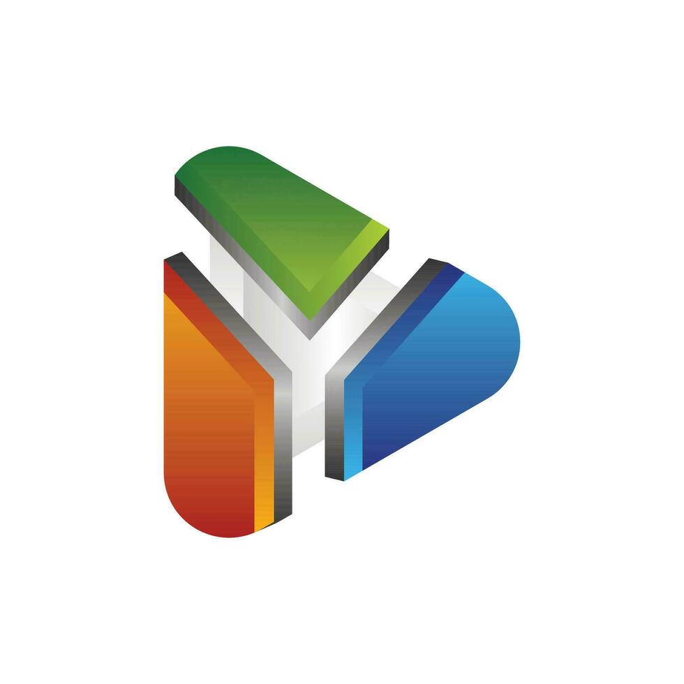 letter Y Media play logo design template, letter Y logo design 3d style, suitable for your company vector