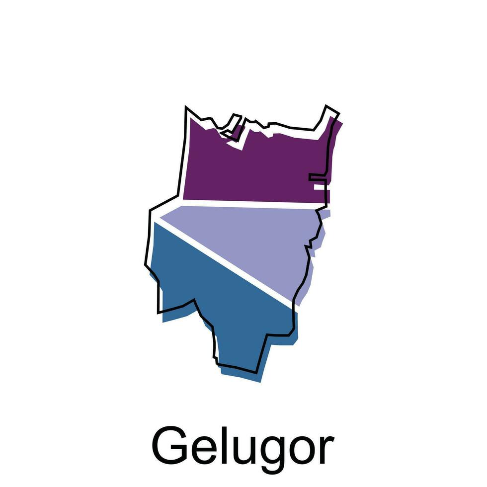 Map City of Gelugor vector design, Malaysia map with borders, cities. logotype element for template design