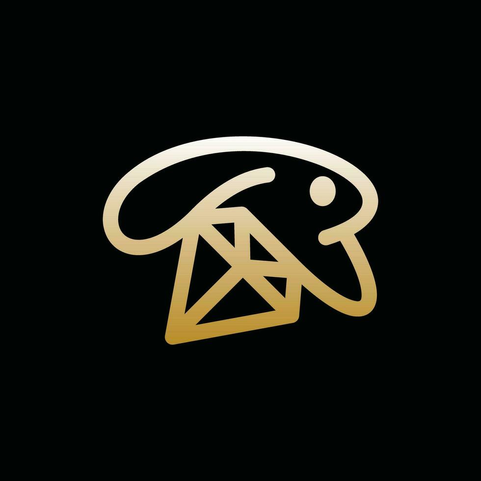 Rabbit Diamond Luxury Line illustration logo design, bunny diamond logo design concept suitable for your company vector