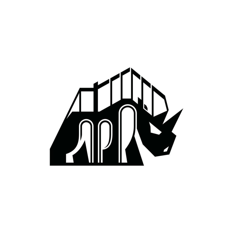 animal rinoceronte con puente logo vector icono ilustración diseño plantilla, adecuado para tu empresa