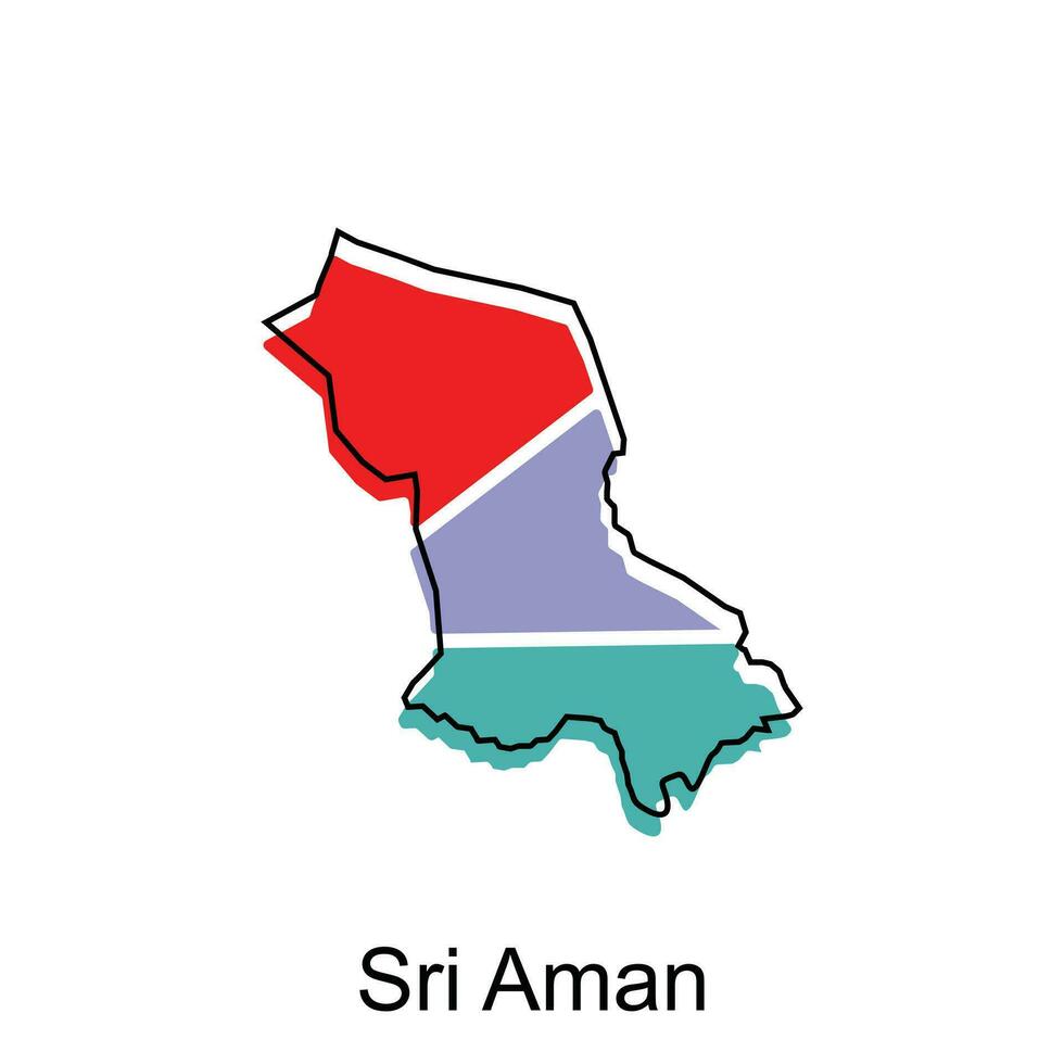 Map City of Sri Aman vector design, Malaysia map with borders, cities. logotype element for template design