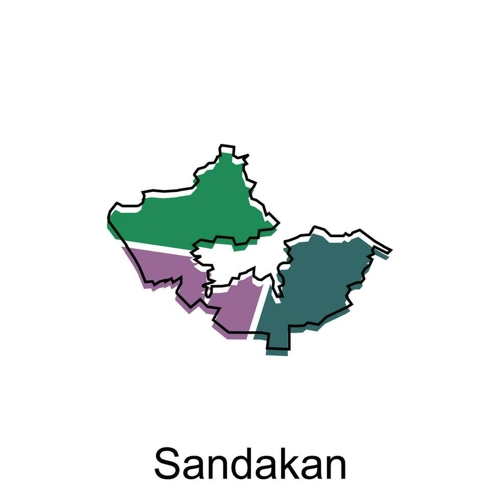 Map City of Sandakan vector design template, Infographic vector map illustration on a white background.