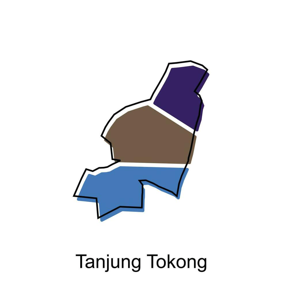 Map City of Tanjung Tokong vector design, Malaysia map with borders, cities. logotype element for template design