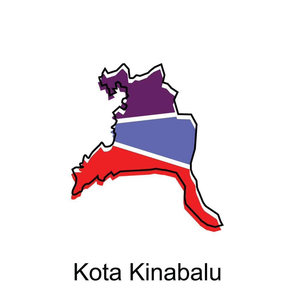 vector mapa ciudad de kota kinabalu diseño plantilla, alto detallado ilustración país en Asia