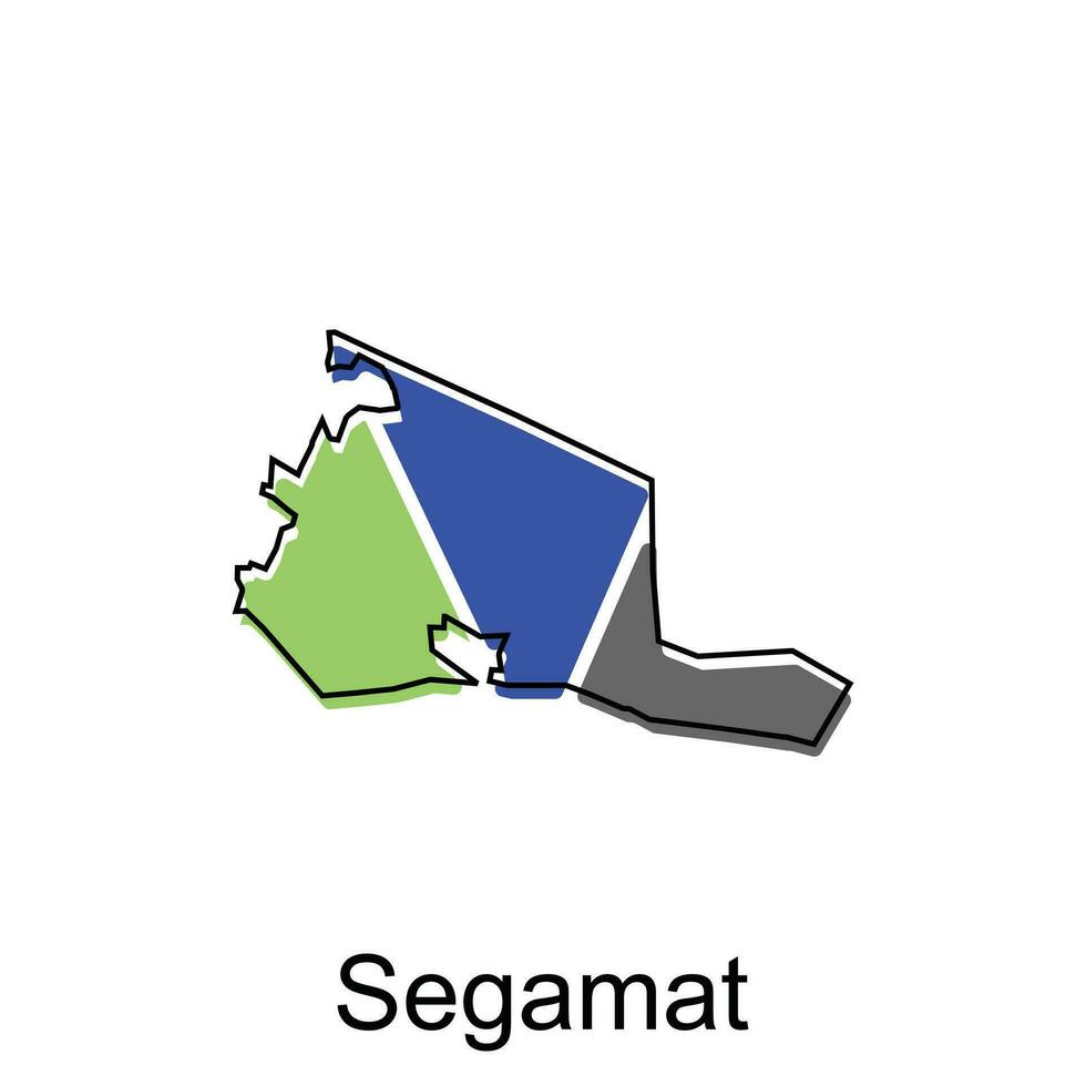 Map City of Segamat vector design, Malaysia map with borders, cities. logotype element for template design