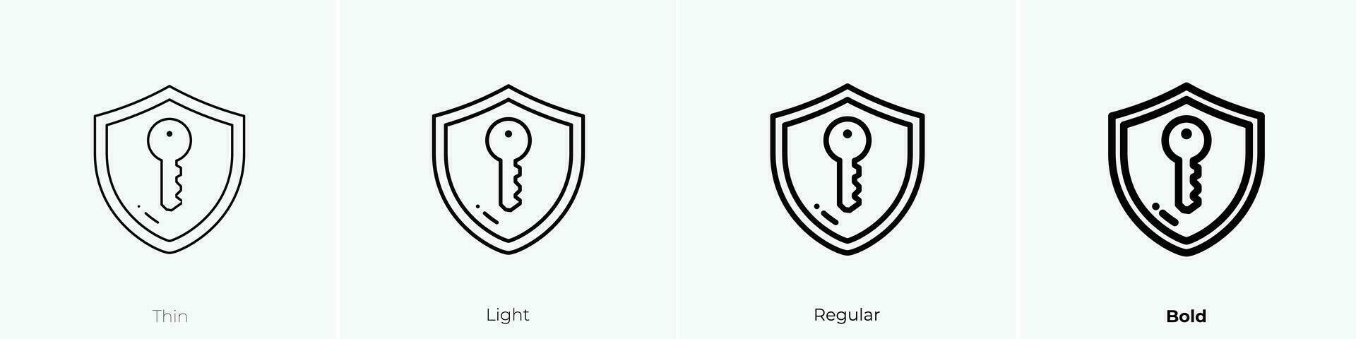 shield icon. Thin, Light, Regular And Bold style design isolated on white background vector