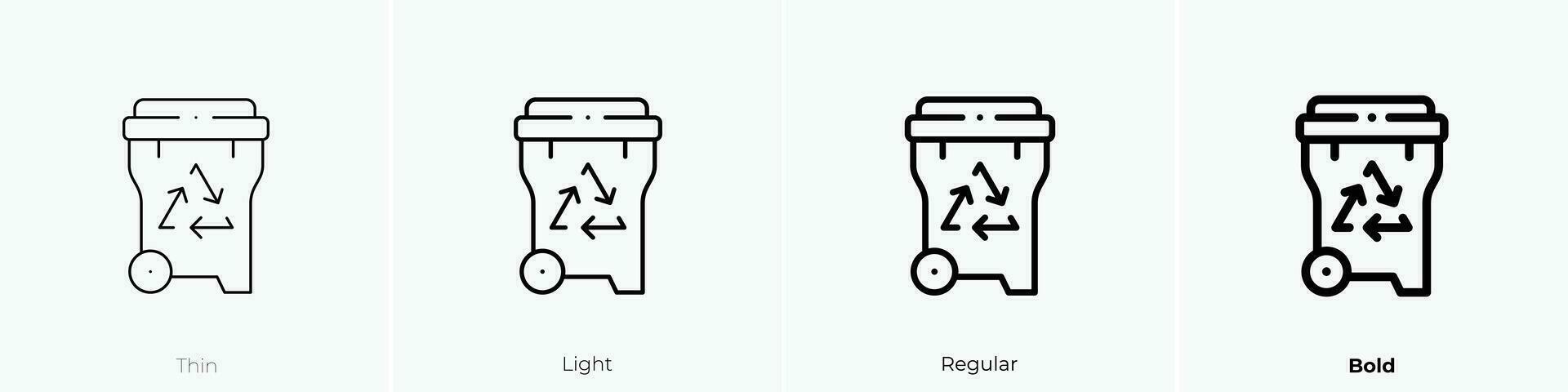 recycle bin icon. Thin, Light, Regular And Bold style design isolated on white background vector