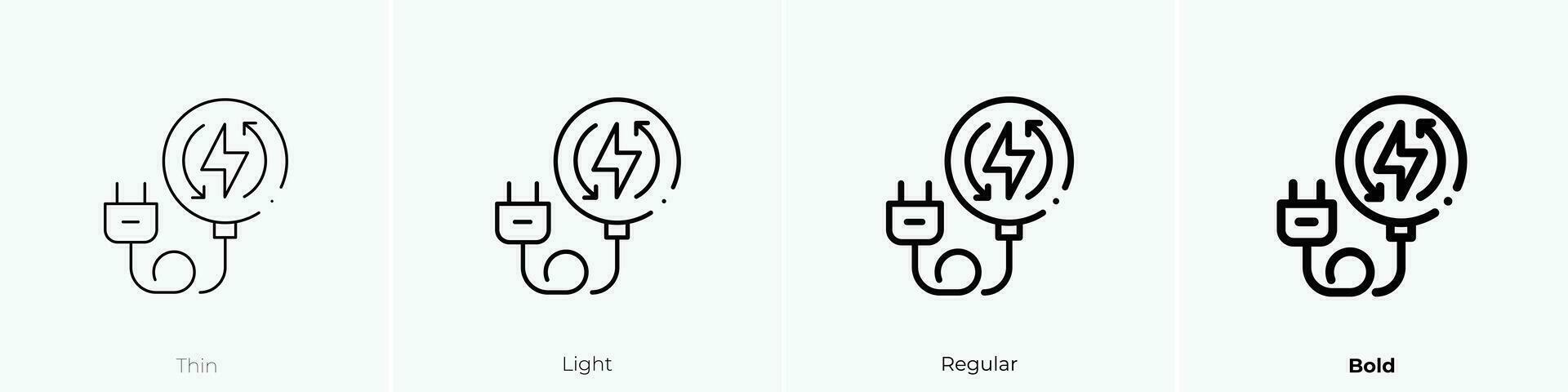 rechargeable icon. Thin, Light, Regular And Bold style design isolated on white background vector
