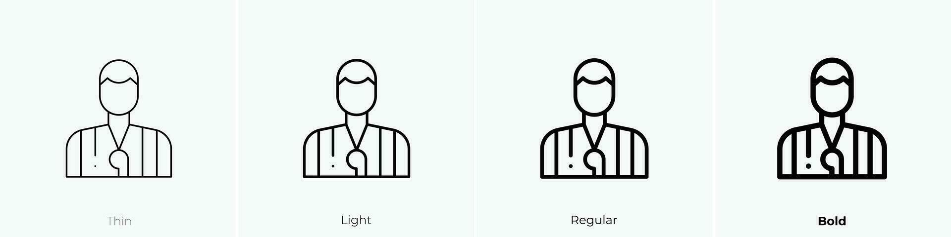 referee icon. Thin, Light, Regular And Bold style design isolated on white background vector