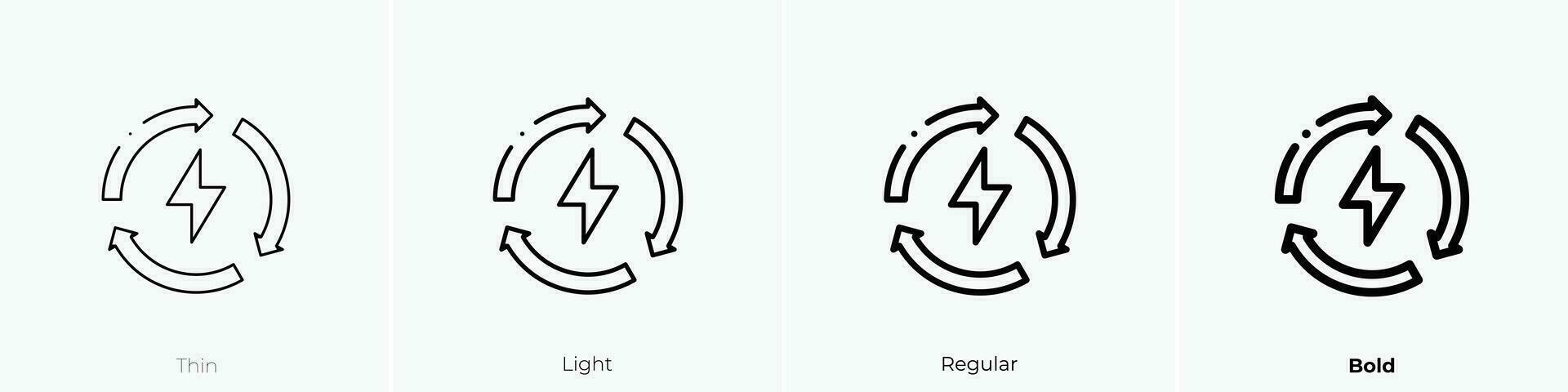 renewable icon. Thin, Light, Regular And Bold style design isolated on white background vector