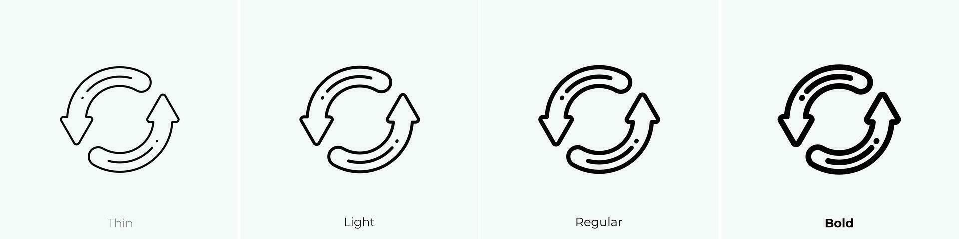 reuse icon. Thin, Light, Regular And Bold style design isolated on white background vector