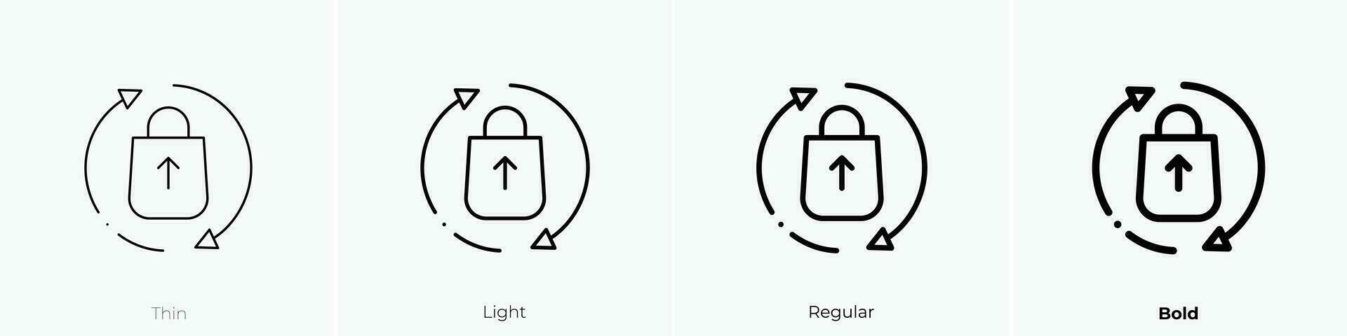 reciclable icono. delgado, luz, regular y negrita estilo diseño aislado en blanco antecedentes vector