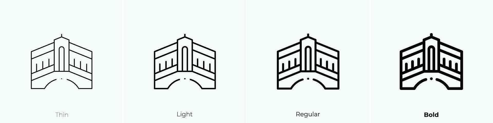 rialto puente icono. delgado, luz, regular y negrita estilo diseño aislado en blanco antecedentes vector