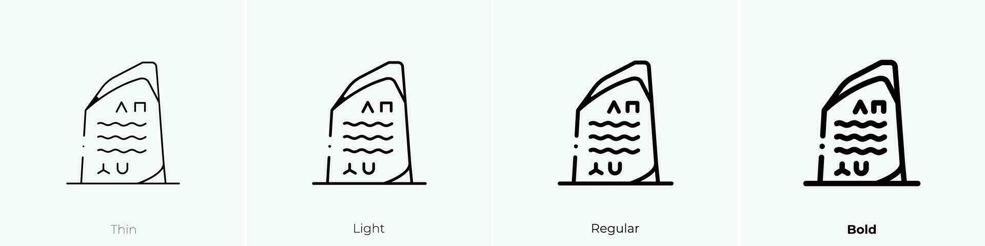 rosetta stone icon. Thin, Light, Regular And Bold style design isolated on white background vector