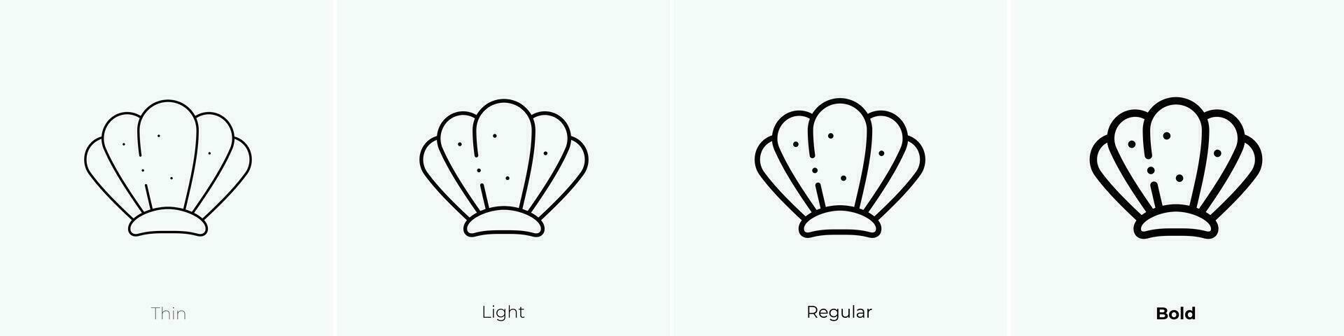 shell icon. Thin, Light, Regular And Bold style design isolated on white background vector