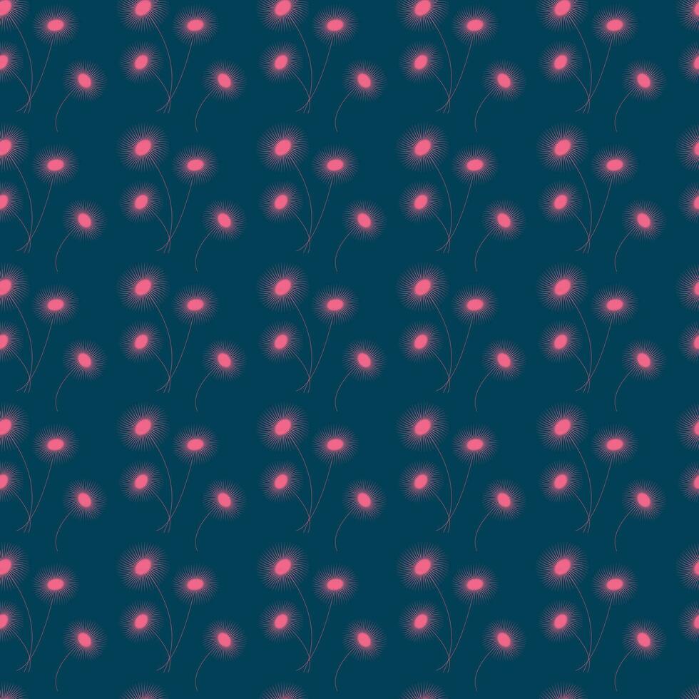 Abstract seamless pattern of glowing neon flowers in trendy bright pink. Abstract backdrop texture vector