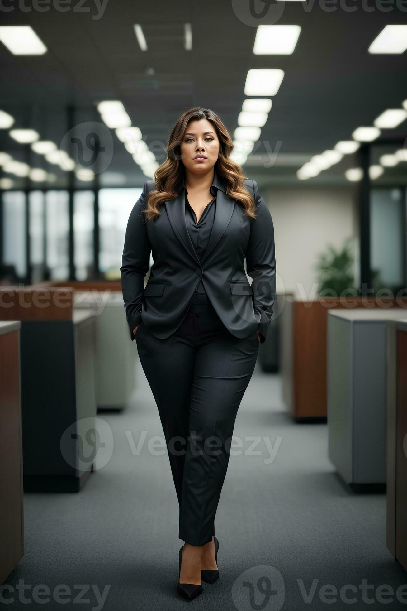 Plus size women business worker in office. Lady manager in business suit  full length. AI generative 33878065 Stock Photo at Vecteezy