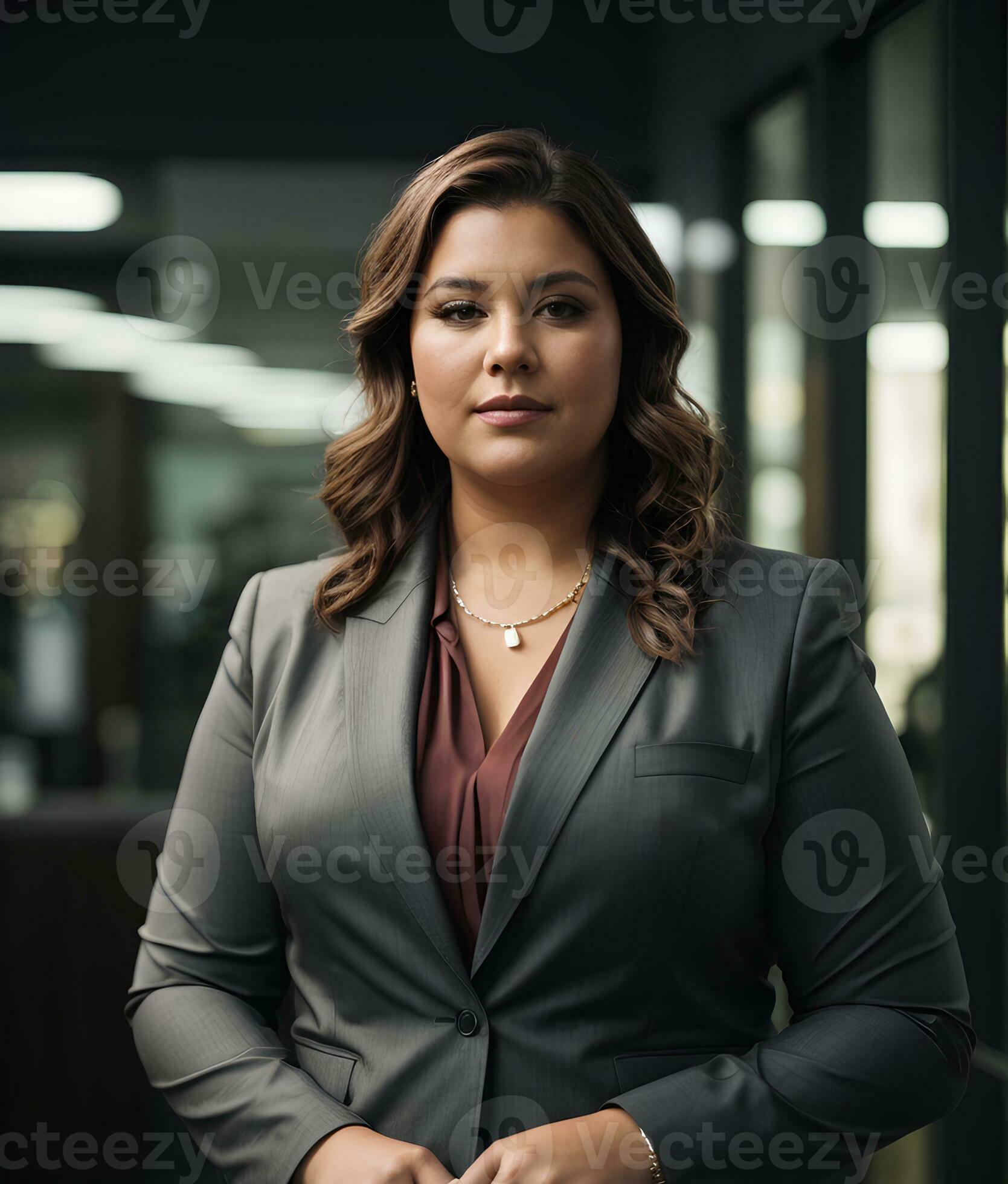 Plus size women business worker in office. Lady manager in business suit  full length. AI generative 33878065 Stock Photo at Vecteezy