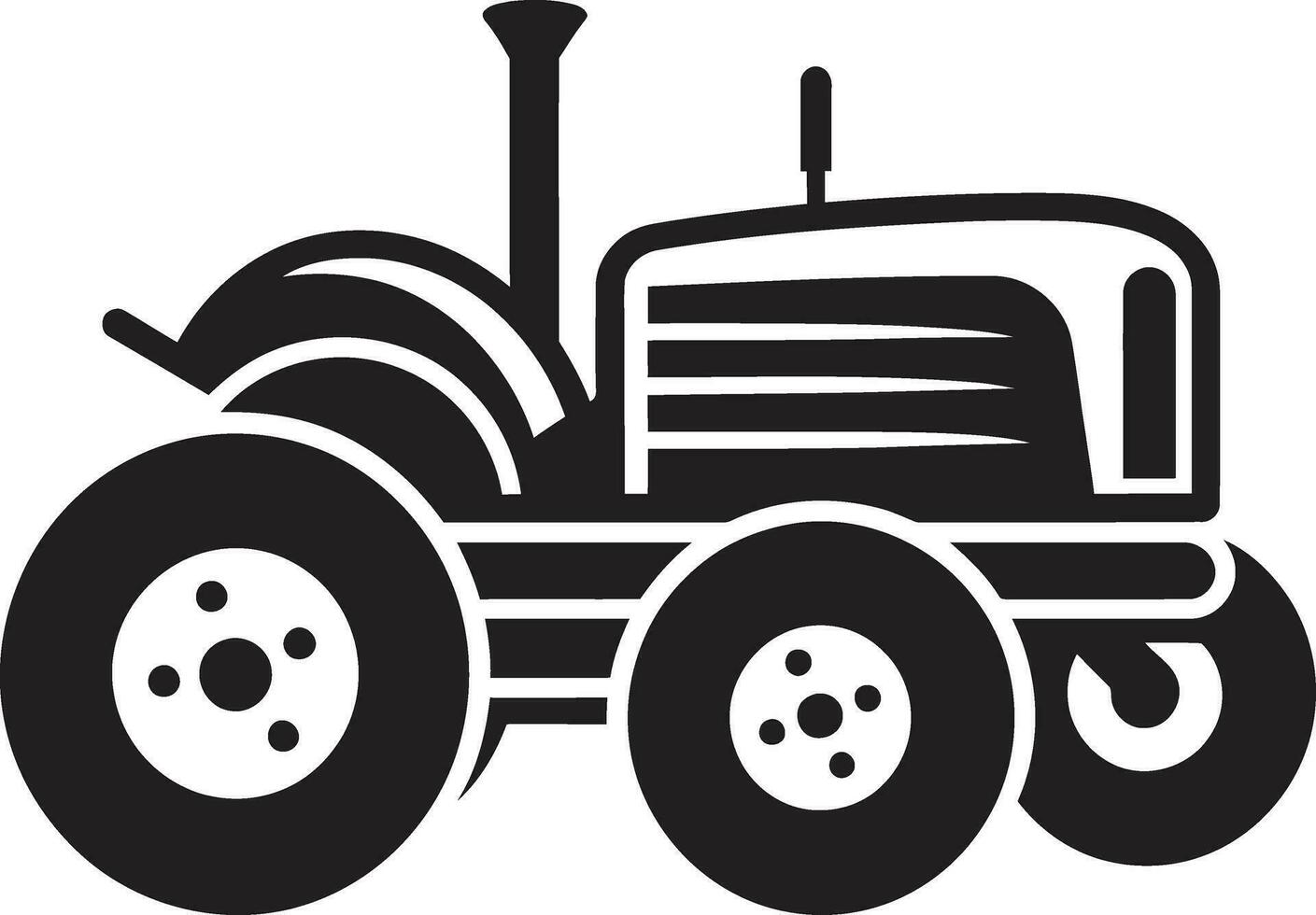 agricultura maquinaria Plano en negro clásico tractor dibujo con multa detalles vector