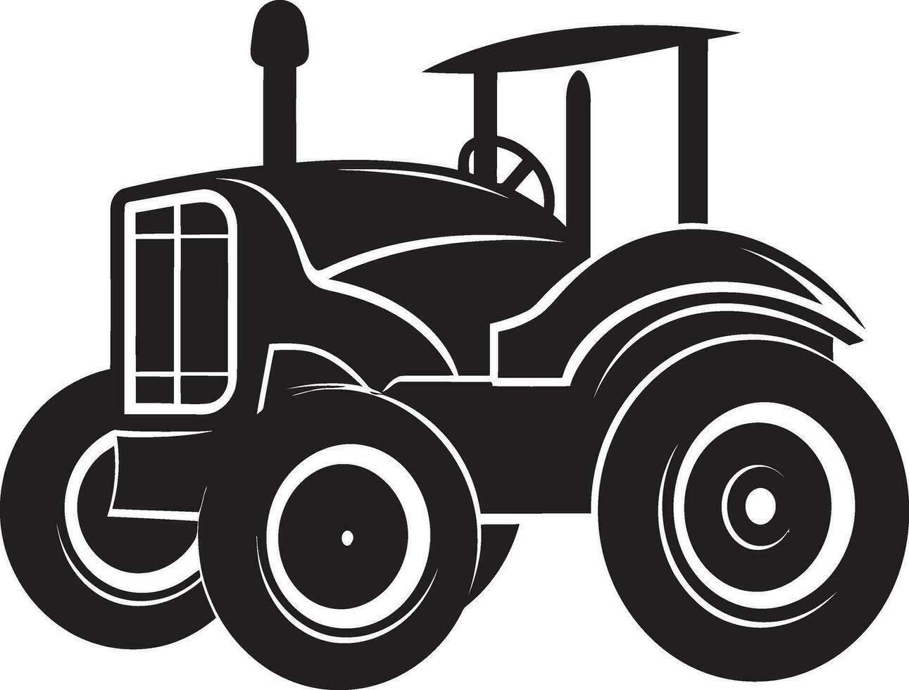 Rustic Tractor Artwork in Black Antique Tractor Vector Image