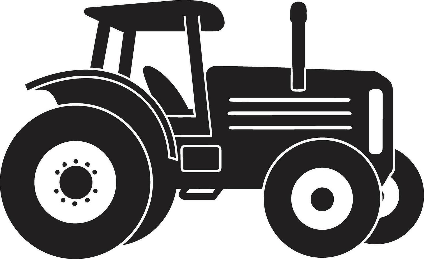 Farming Equipment Vector Drawing Classic Tractor in Monochrome