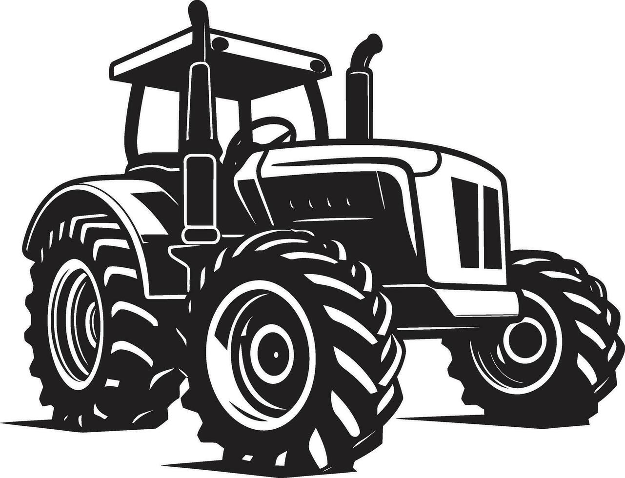 Classic Tractor Outline Art Rural Tractor Silhouette in Vector