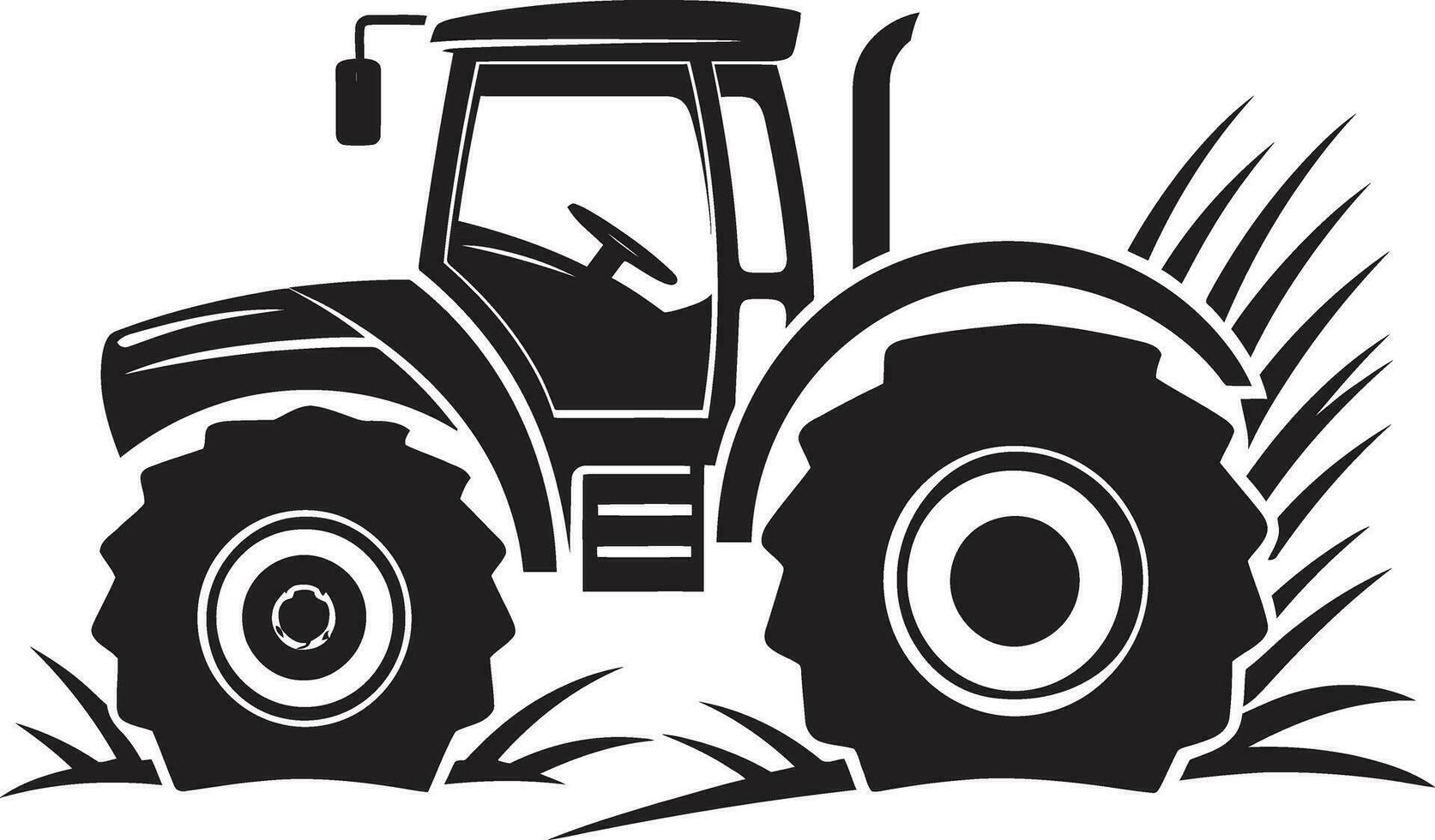 Farming Equipment Icon in Black Agricultural Machine Vector Drawing