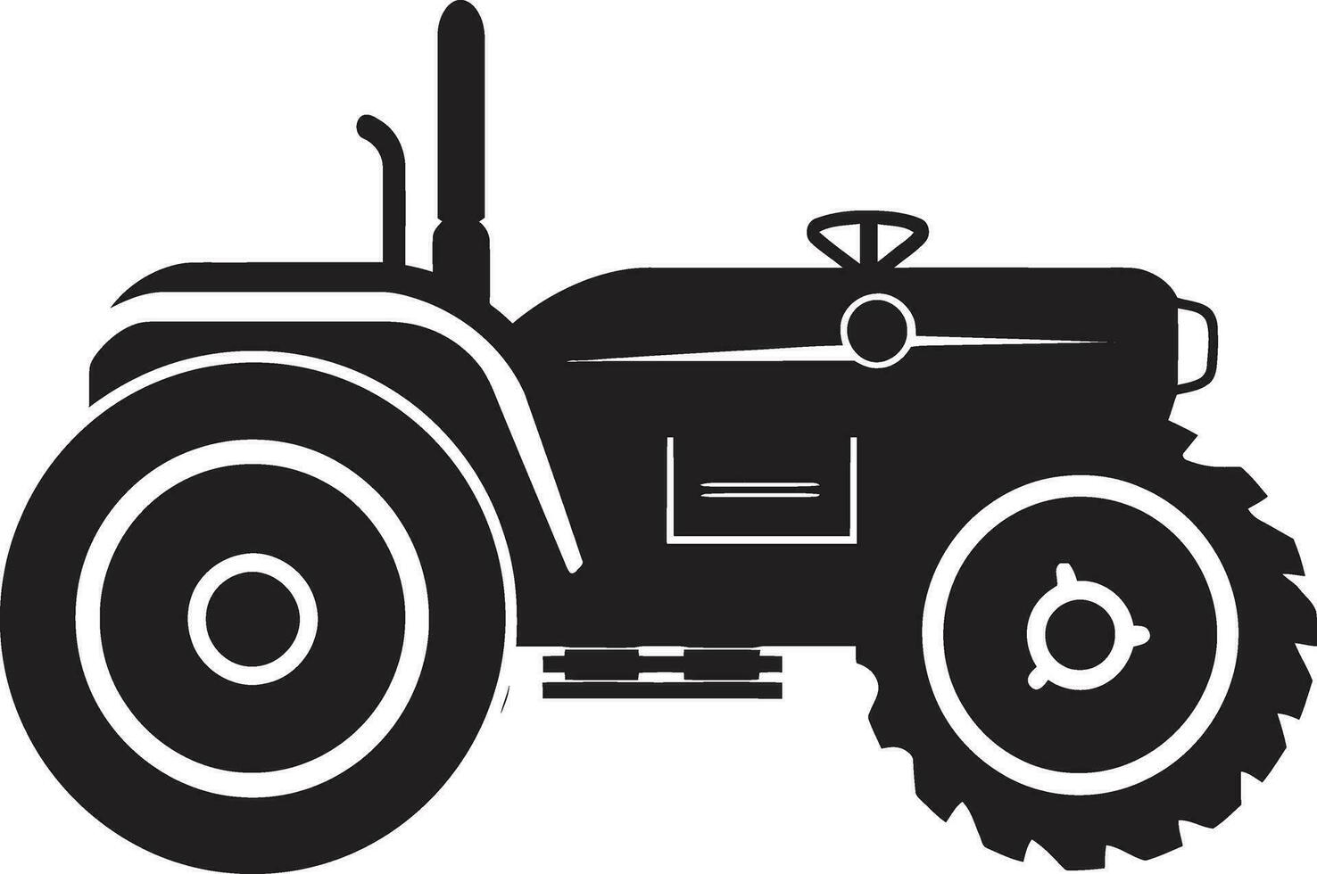 Rural Tractor Silhouette in Vector Farming Machinery Vector Blueprint