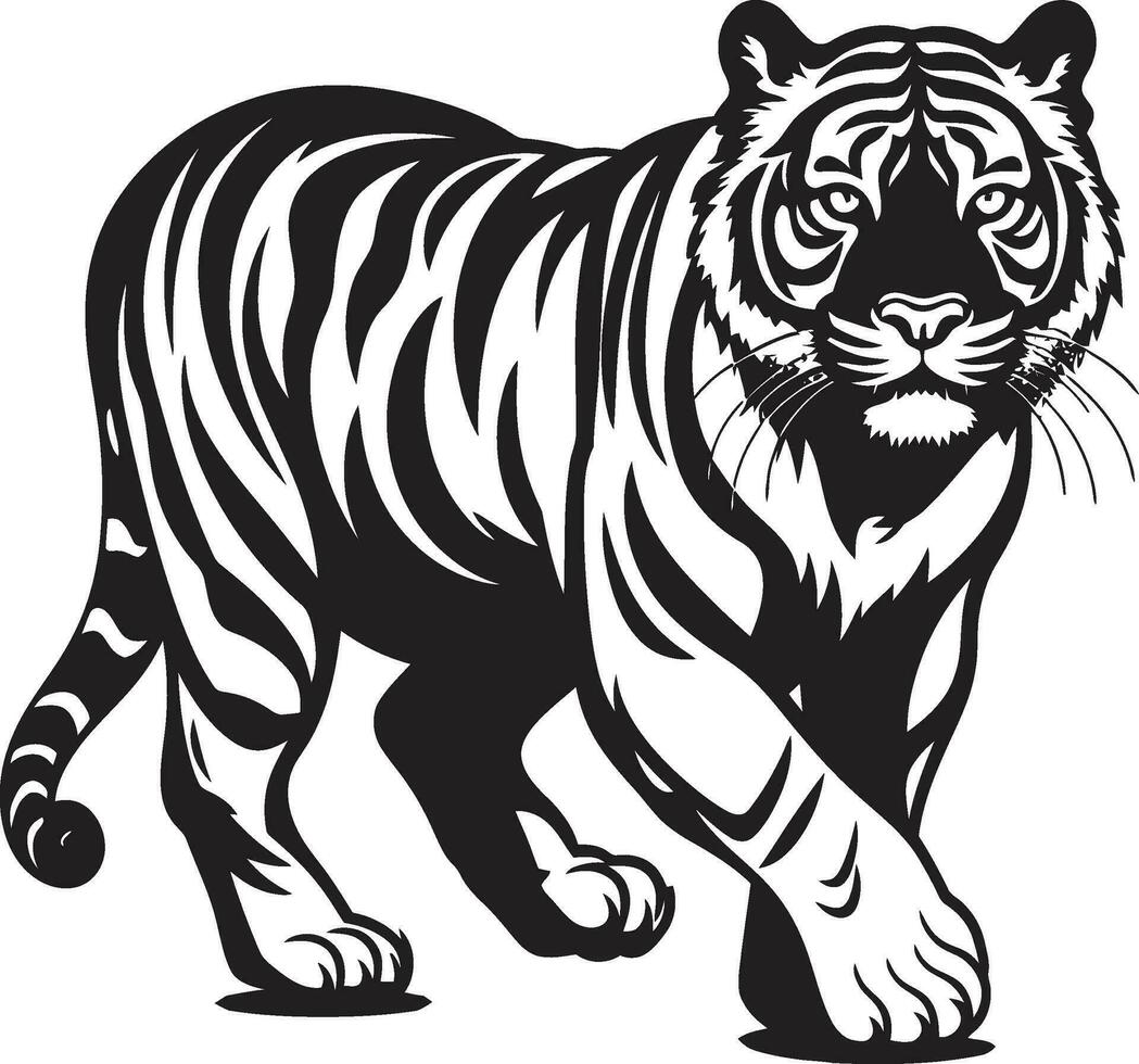 Monochrome Tiger Face in Vector Form Vector Tiger Roar Raw Expression