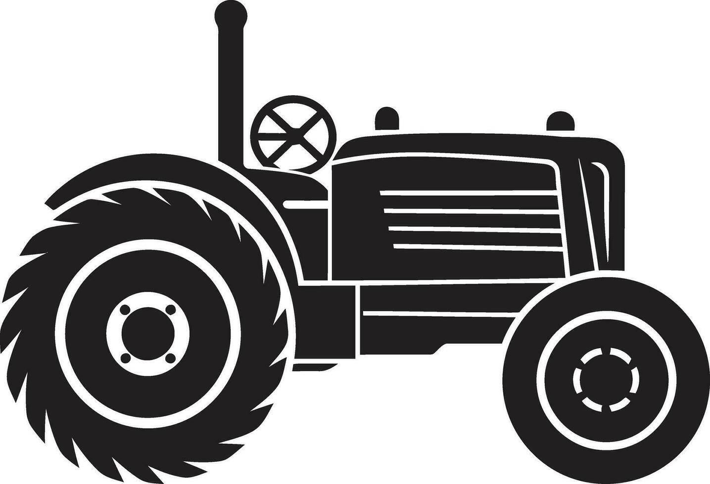 Traditional Tractor Illustration in Vector Monochromatic Tractor Icon Design