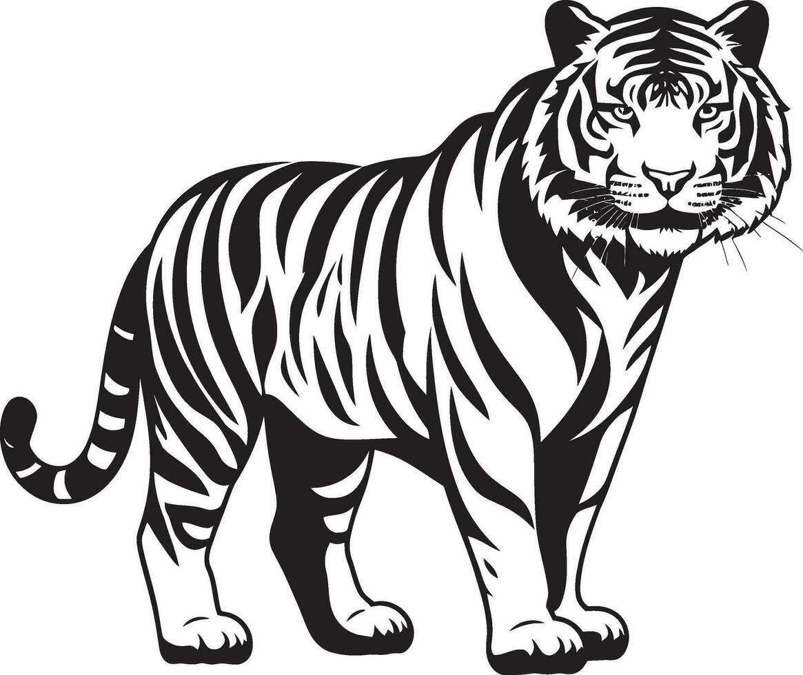 Abstract Tiger Vector Surreal Beauty Monochrome Tiger Face in Vector Form