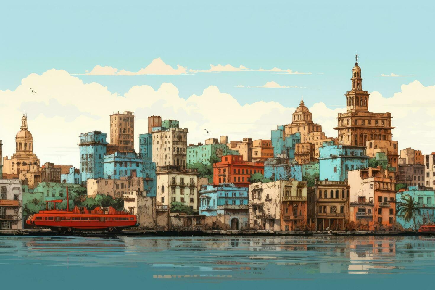 Panoramic view of the old city of Havana, Cuba, Capitolio building in Havana Cuba, AI Generated photo