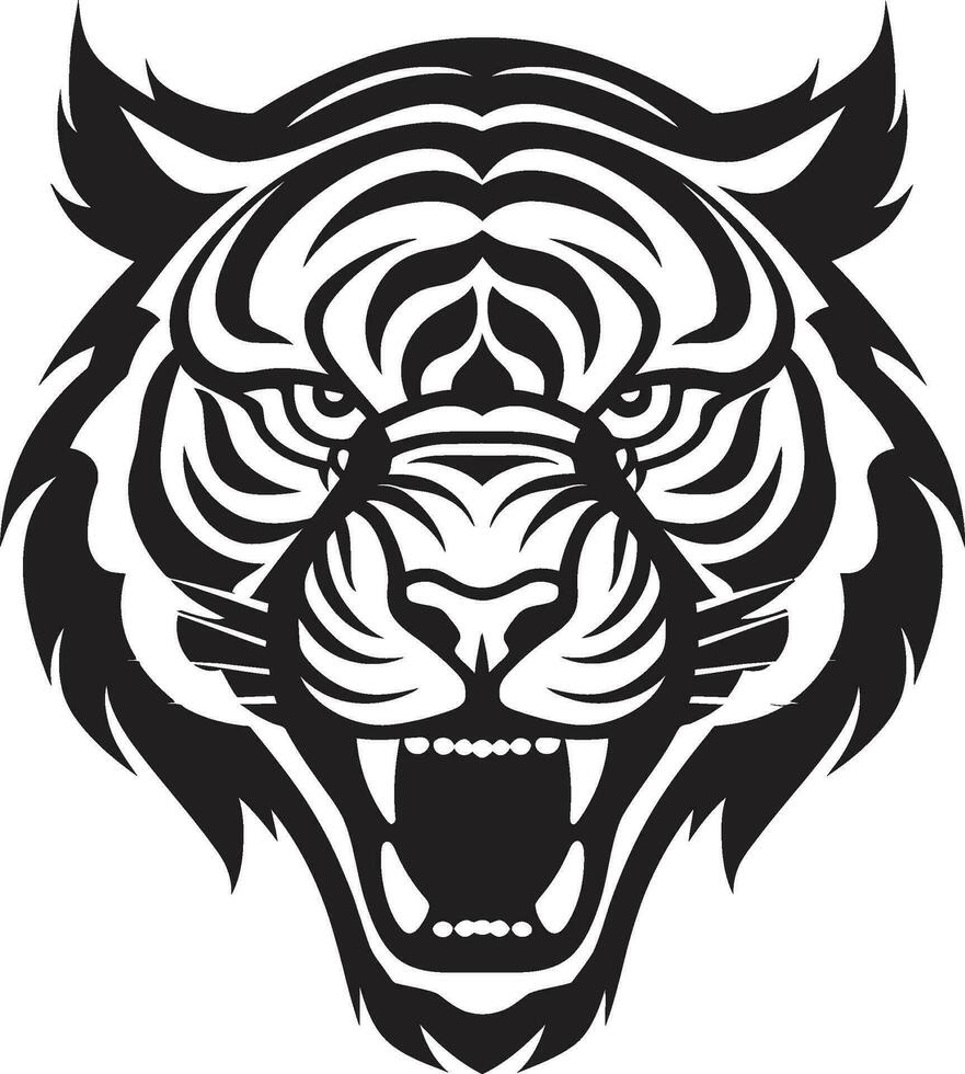 Monochrome Tiger Face in Vector Vector Tiger Roar Power and Elegance