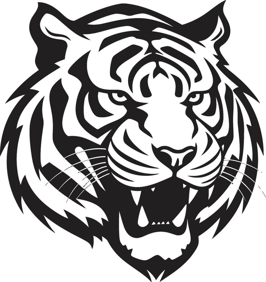 Vector Tiger Silhouette Bold Simplicity Roaring Tiger in Vector Dynamic Power