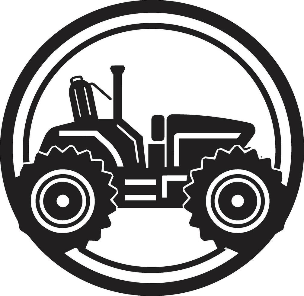 Farming Machinery Vector Blueprint Monochromatic Tractor Logo Design