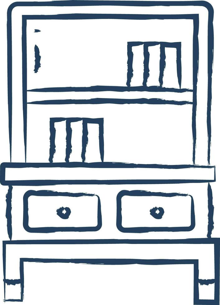 Bookshelf hand drawn vector illustration