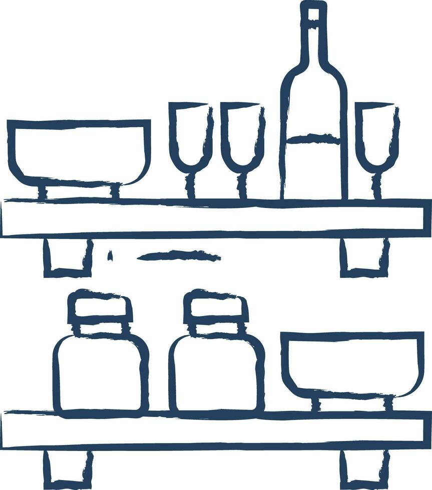 Kitchen Shelves hand drawn vector illustration