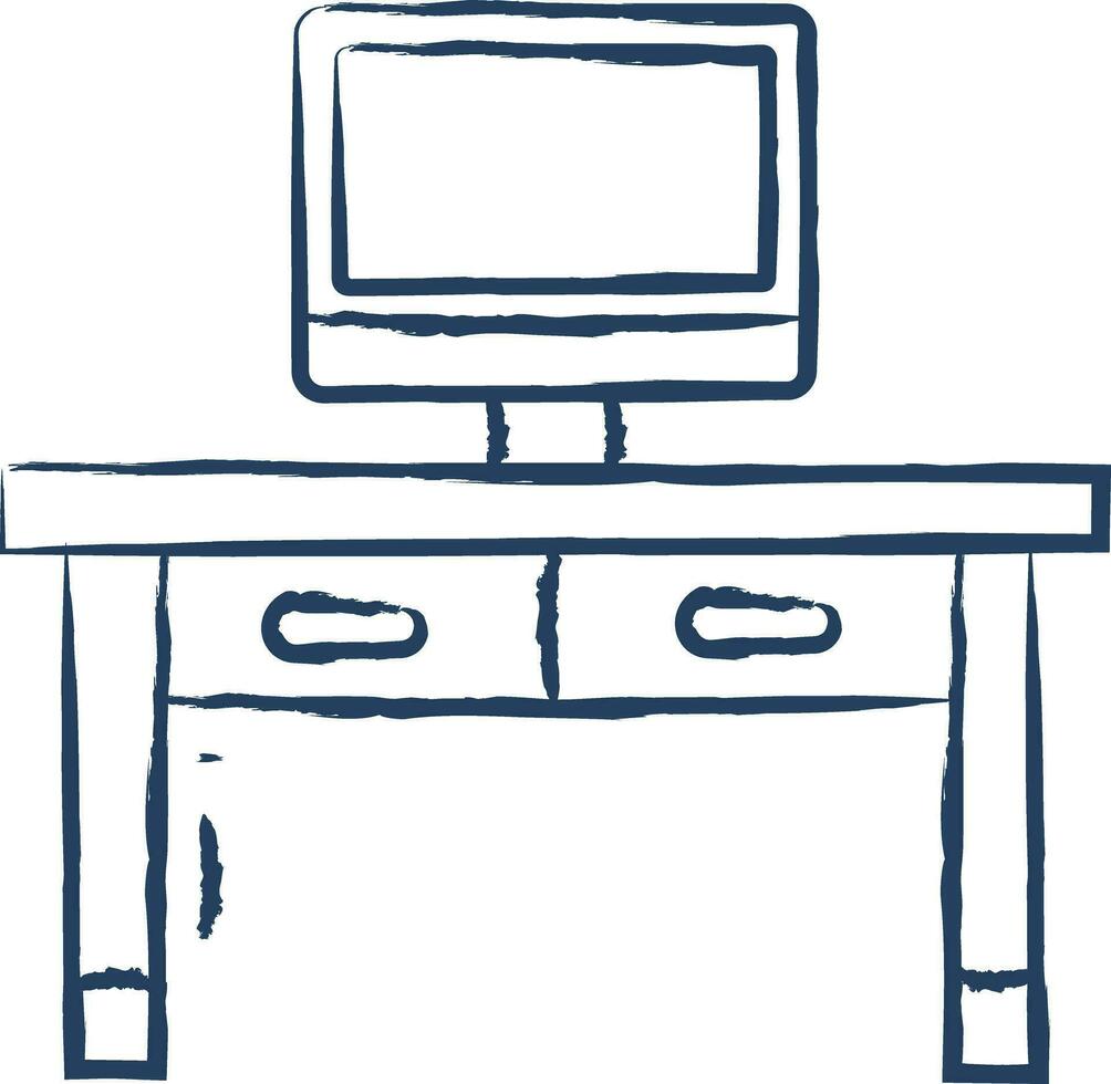 Work Desk hand drawn vector illustration