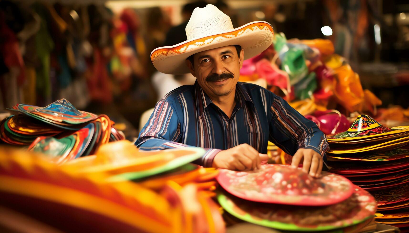 un hombre en un sombrero trabajando en un sombrero ai generado foto