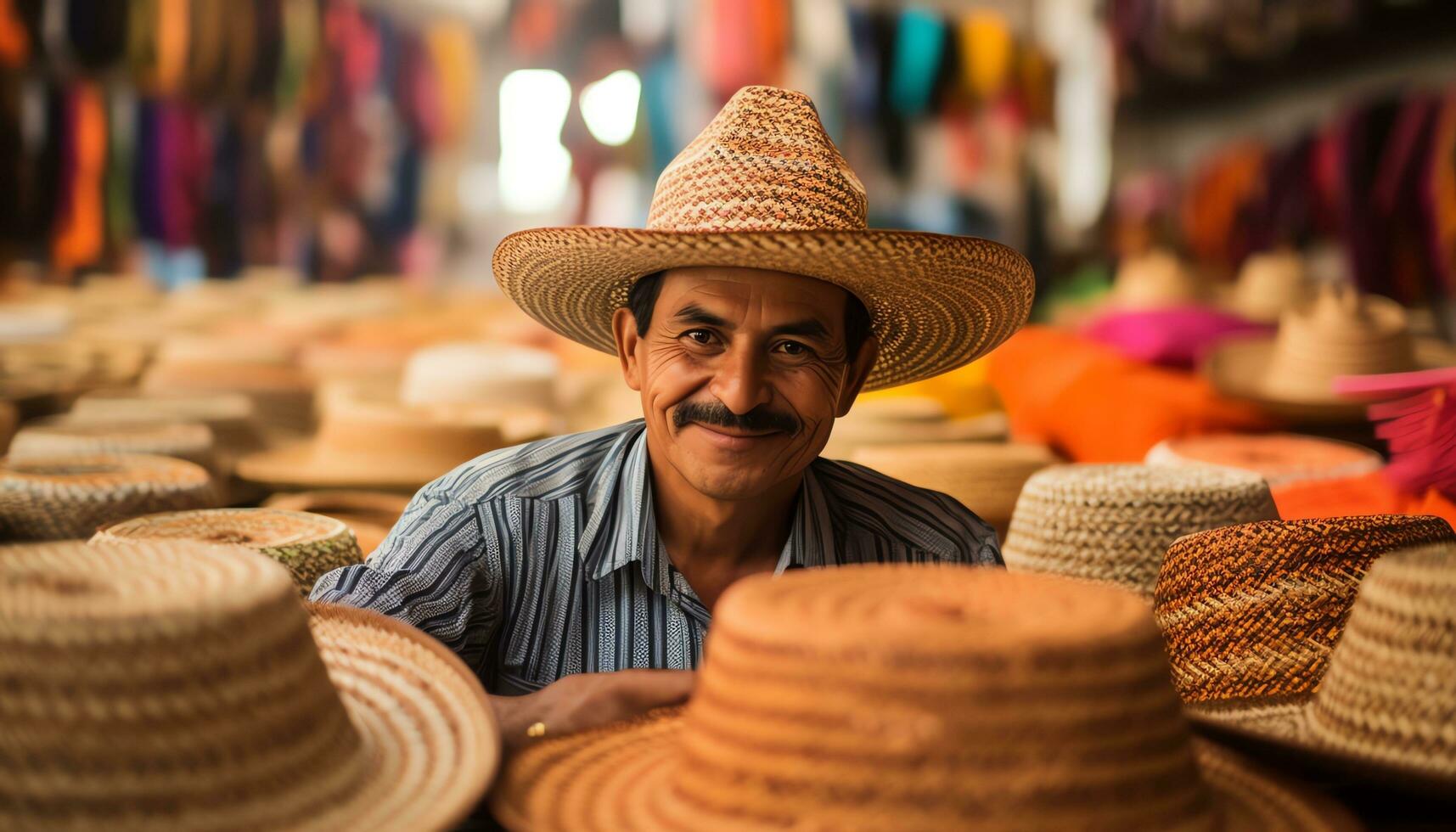 un hombre en un sombrero trabajando en un sombrero ai generado foto