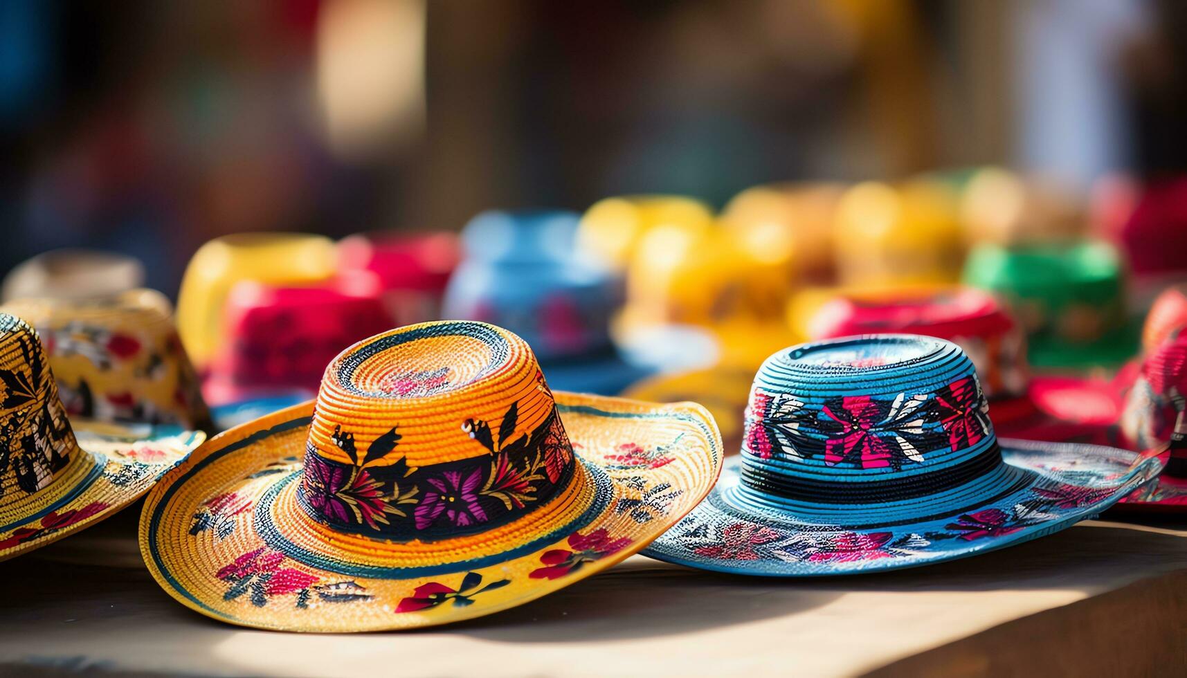 Traditional hats from Colombia called sombrero aguadeno and