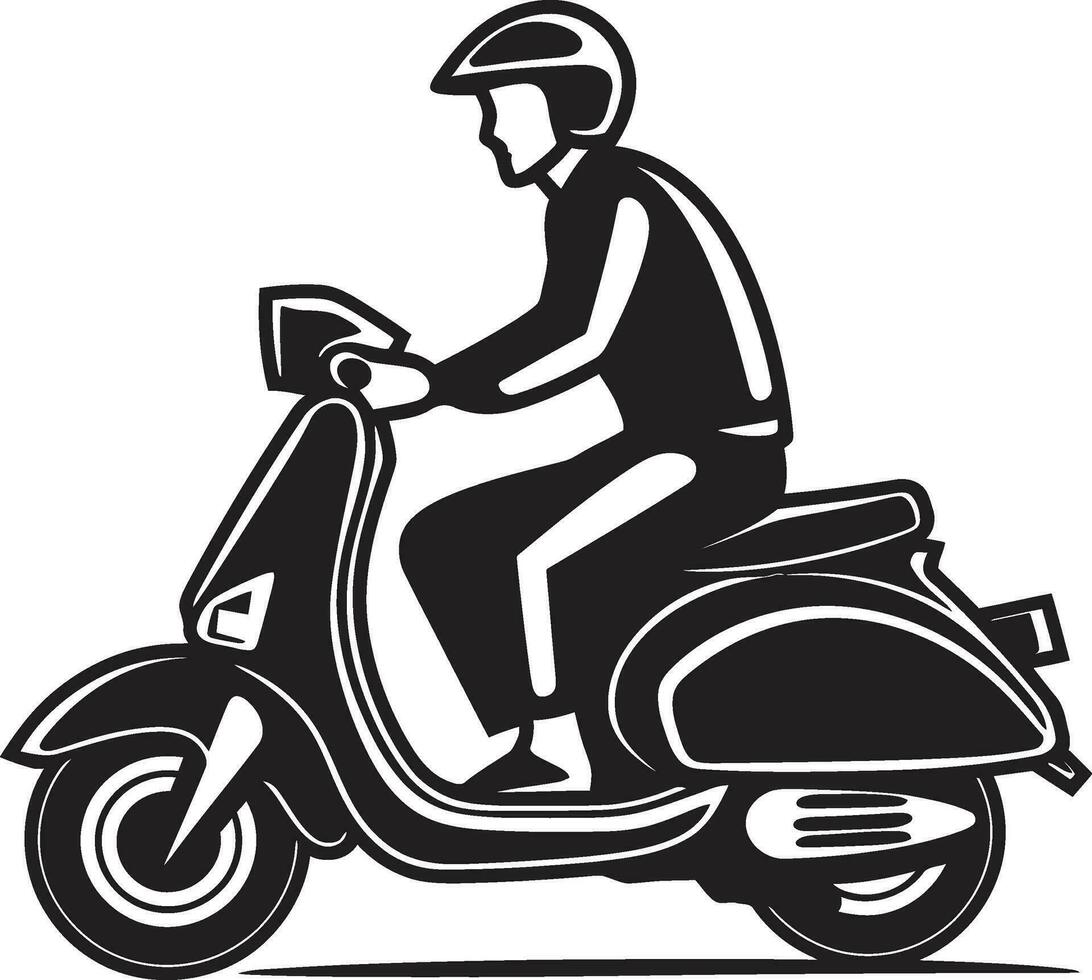 Cityscape with Scooters Illustration Scooter Brand Logo Design vector