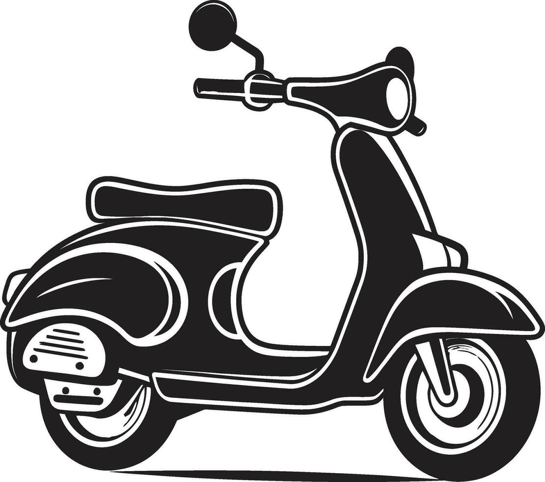 Scooter Commuting Vector Icons Cityscape with Scooters Illustration