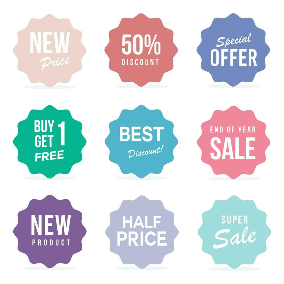 Set of sale badges, tags and labels. Price tags and promotional sale discount. vector