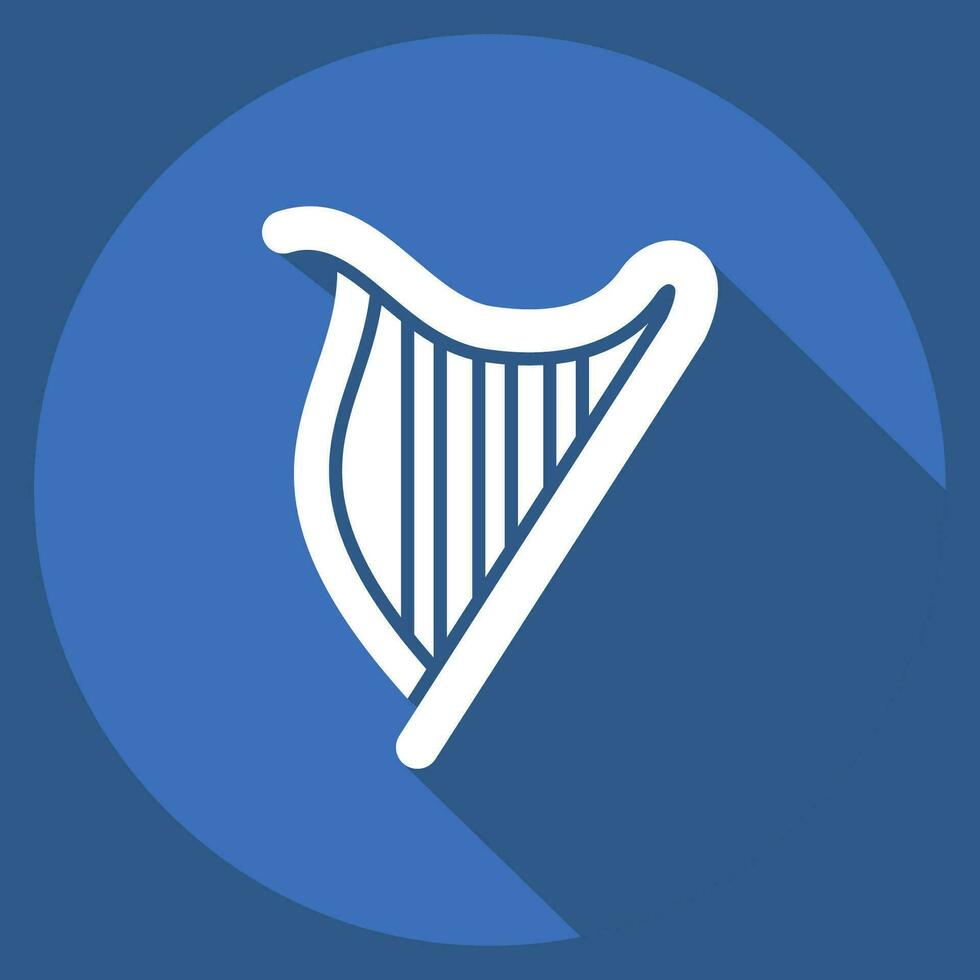 Icon Harp. related to Celtic symbol. long shadow style. simple design editable. simple illustration vector