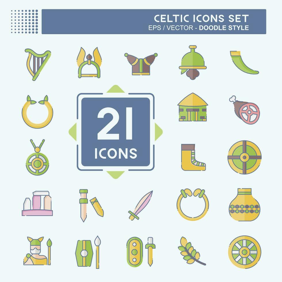 Icon Set Celtic. related to Mythology symbol. doodle style. simple design editable. simple illustration vector