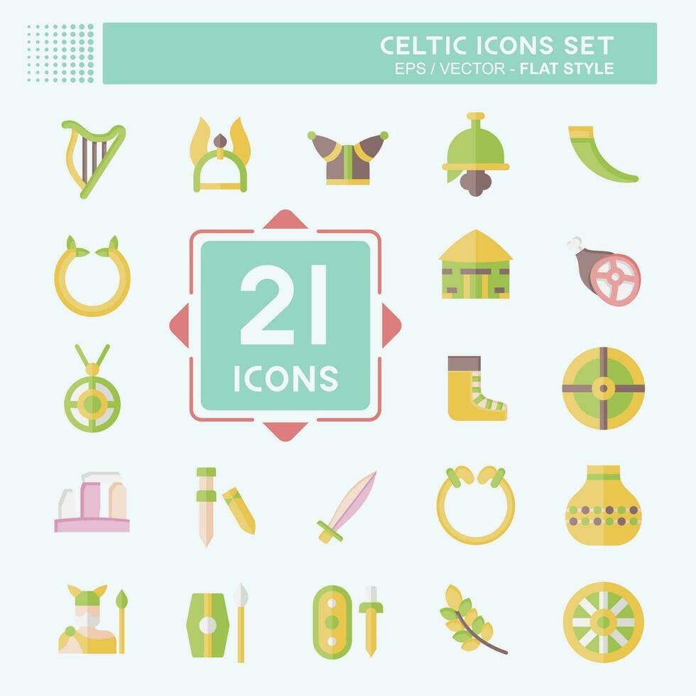 icono conjunto céltico. relacionado a mitología símbolo. plano estilo. sencillo diseño editable. sencillo ilustración vector
