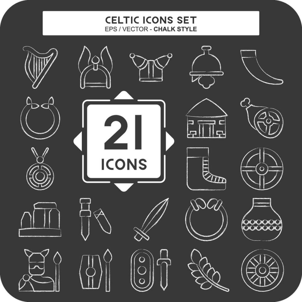 Icon Set Celtic. related to Mythology symbol. chalk Style. simple design editable. simple illustration vector